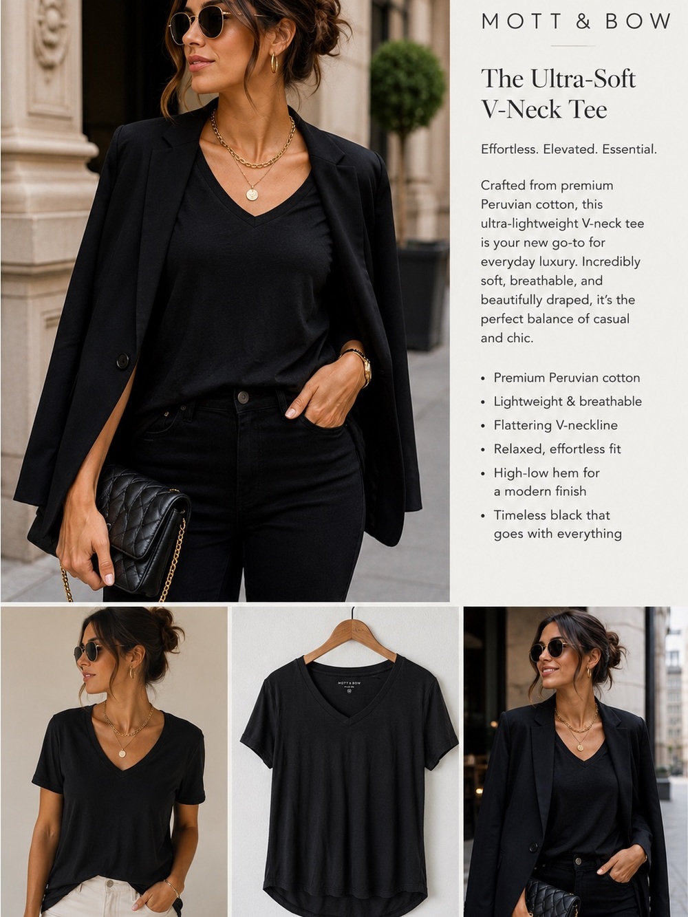 Ultra-Soft V-Neck Tee - Black